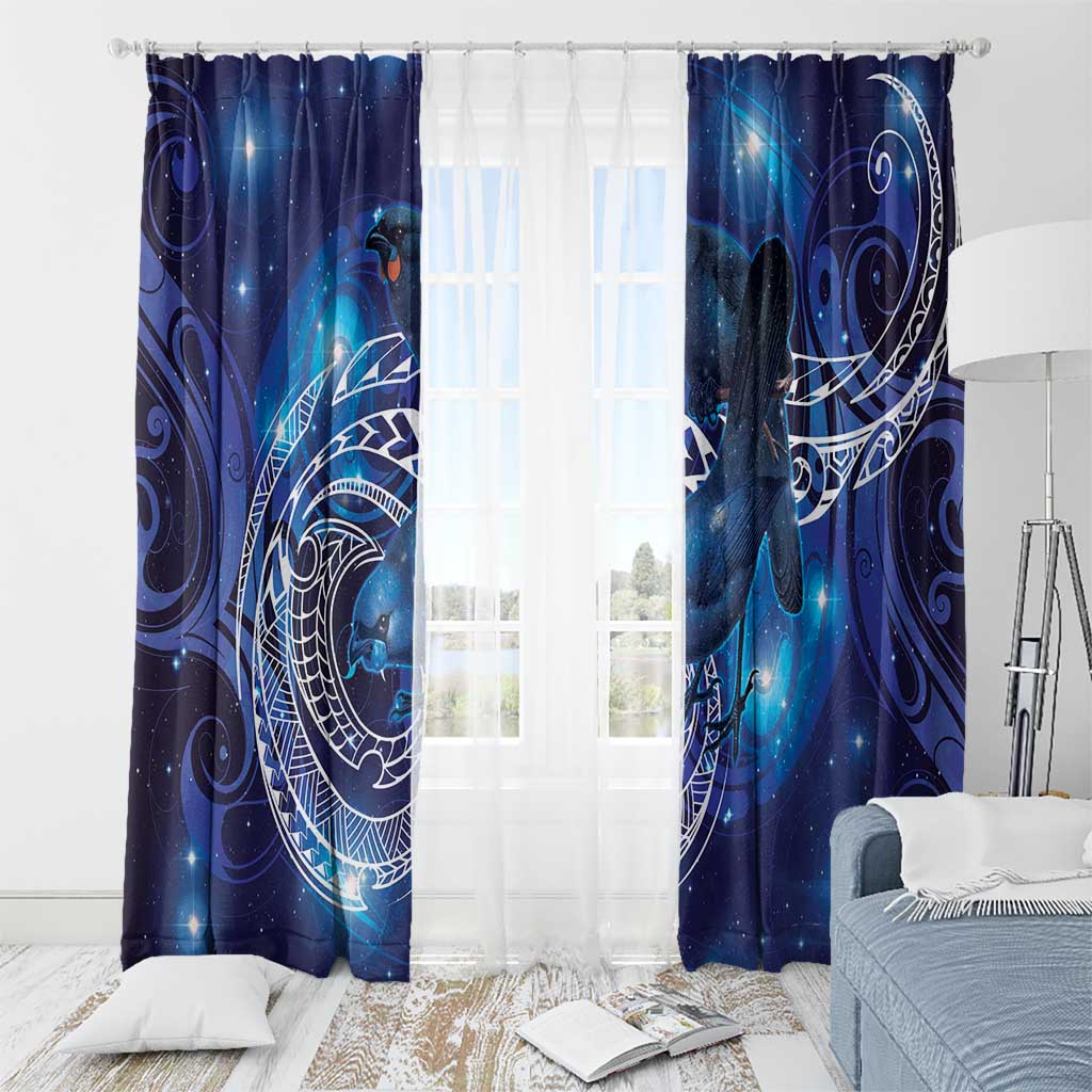 North Island Kokako and South Island Kokako Window Curtain New Zealand Native Bird with Galaxy Vibe LT9 - Polynesian Pride