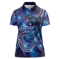 North Island Kokako and South Island Kokako Women Polo Shirt New Zealand Native Bird with Galaxy Vibe LT9 Female Galaxy - Polynesian Pride