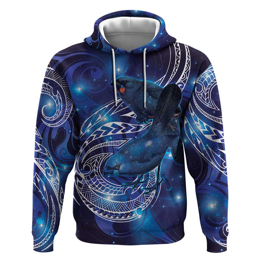North Island Kokako and South Island Kokako Zip Hoodie New Zealand Native Bird with Galaxy Vibe LT9 Pullover Hoodie Galaxy - Polynesian Pride