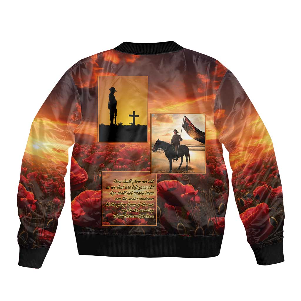ANZAC Day Film Reel Lest We Forget Bomber Jacket Australia NZ Memorial