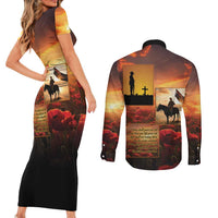ANZAC Day Film Reel Lest We Forget Couples Matching Short Sleeve Bodycon Dress and Long Sleeve Button Shirt Australia NZ Memorial