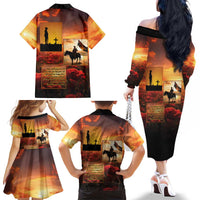 ANZAC Day Film Reel Lest We Forget Family Matching Off The Shoulder Long Sleeve Dress and Hawaiian Shirt Australia NZ Memorial LT9 - Polynesian Pride