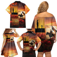 ANZAC Day Film Reel Lest We Forget Family Matching Off Shoulder Short Dress and Hawaiian Shirt Australia NZ Memorial LT9 - Polynesian Pride