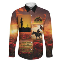 ANZAC Day Film Reel Lest We Forget Family Matching Off Shoulder Short Dress and Hawaiian Shirt Australia NZ Memorial LT9 Dad's Shirt - Long Sleeve Red - Polynesian Pride
