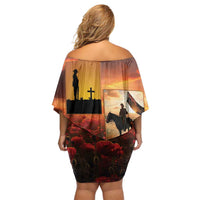 ANZAC Day Film Reel Lest We Forget Family Matching Off Shoulder Short Dress and Hawaiian Shirt Australia NZ Memorial LT9 - Polynesian Pride