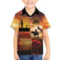 ANZAC Day Film Reel Lest We Forget Family Matching Off Shoulder Short Dress and Hawaiian Shirt Australia NZ Memorial LT9 Son's Shirt Red - Polynesian Pride