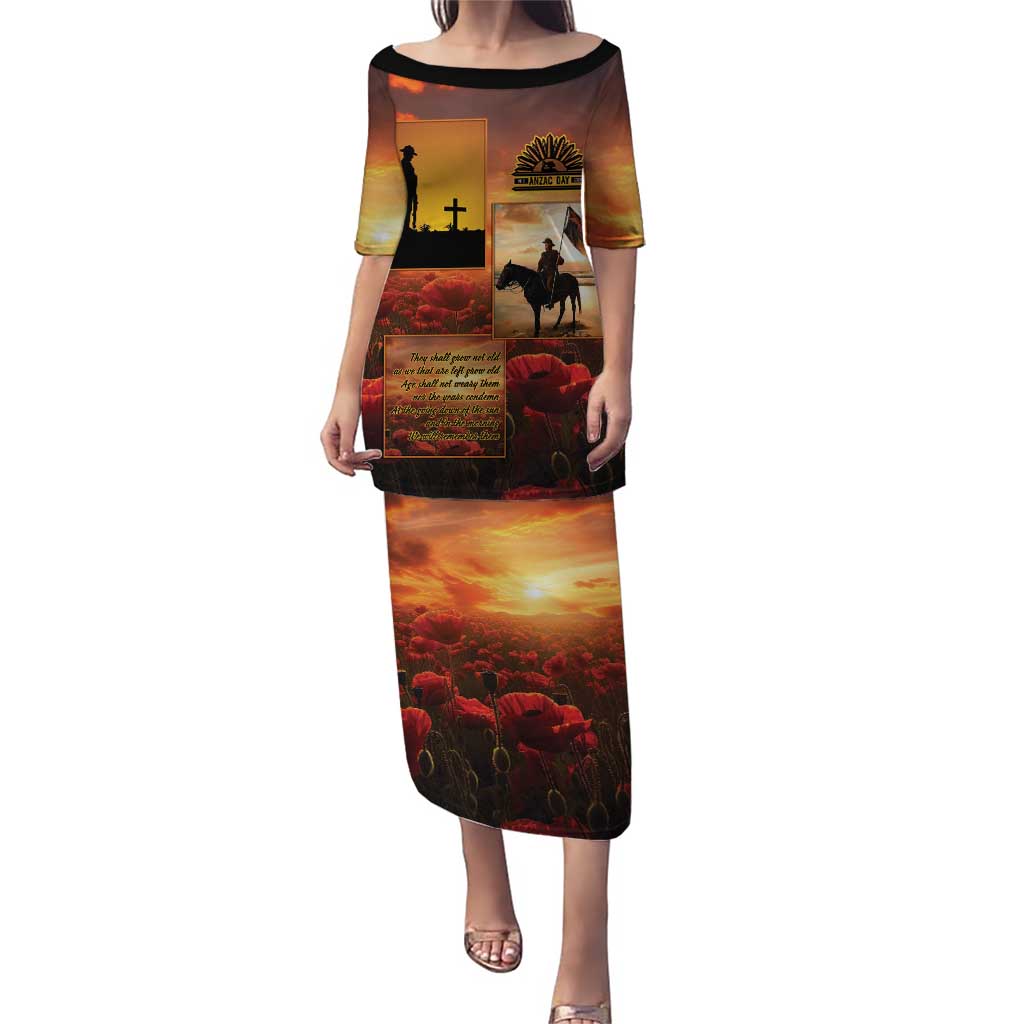 ANZAC Day Film Reel Lest We Forget Family Matching Puletasi and Hawaiian Shirt Australia NZ Memorial LT9 Mom's Dress Red - Polynesian Pride
