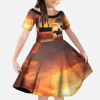 ANZAC Day Film Reel Lest We Forget Family Matching Short Sleeve Bodycon Dress and Hawaiian Shirt Australia NZ Memorial LT9 Daughter's Dress Red - Polynesian Pride