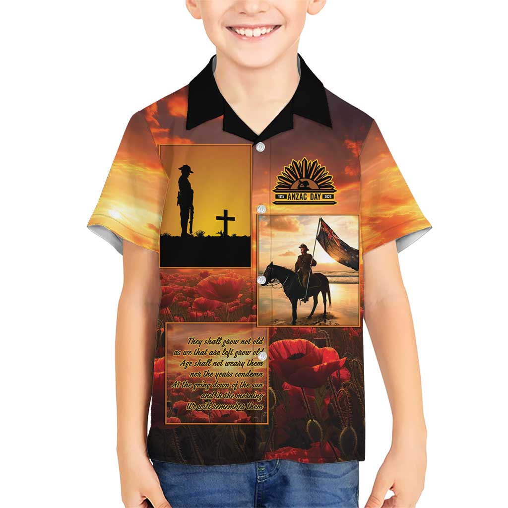 ANZAC Day Film Reel Lest We Forget Family Matching Short Sleeve Bodycon Dress and Hawaiian Shirt Australia NZ Memorial LT9 Son's Shirt Red - Polynesian Pride