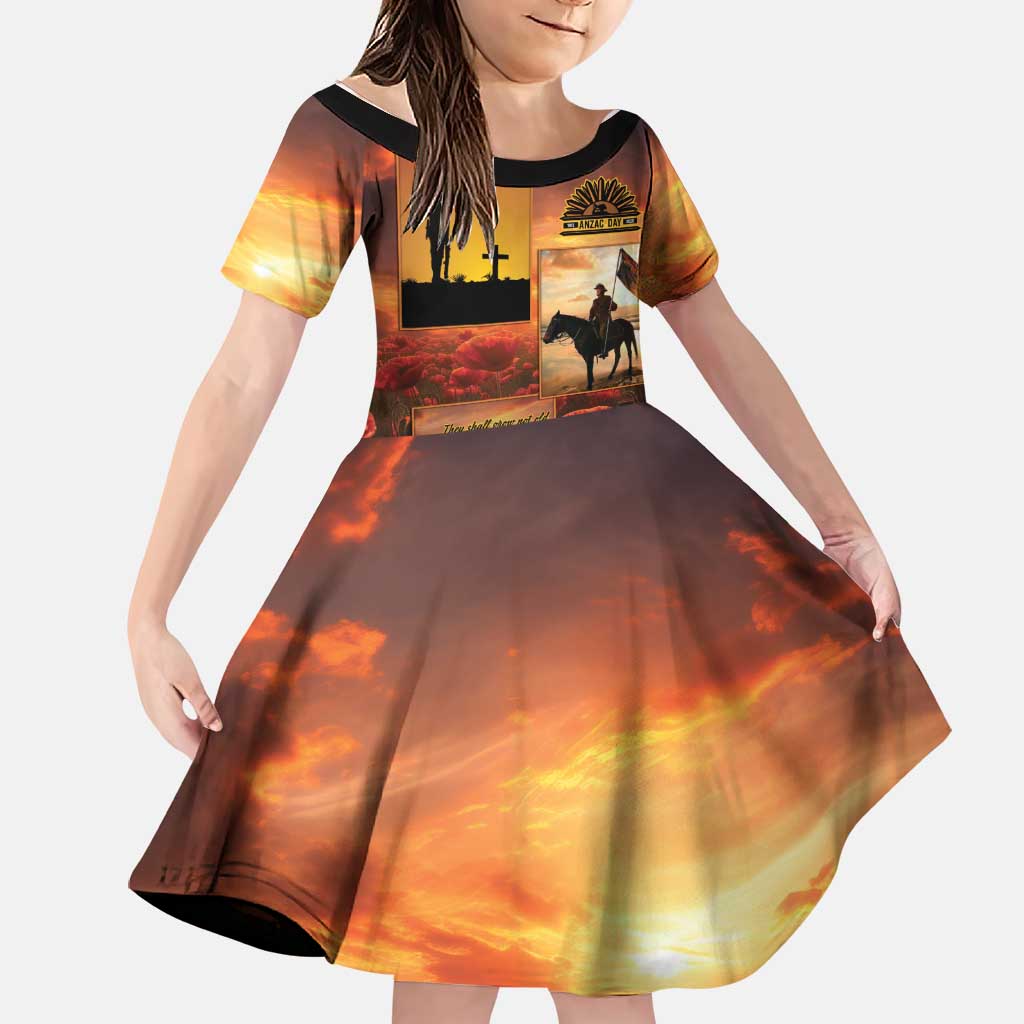 ANZAC Day Film Reel Lest We Forget Family Matching Tank Maxi Dress and Hawaiian Shirt Australia NZ Memorial LT9 Daughter's Dress Red - Polynesian Pride