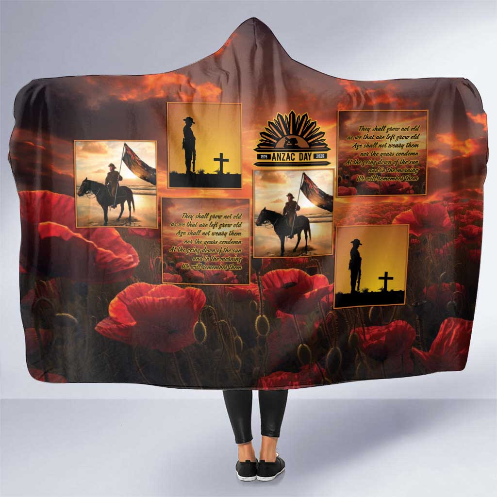 ANZAC Day Film Reel Lest We Forget Hooded Blanket Australia NZ Memorial