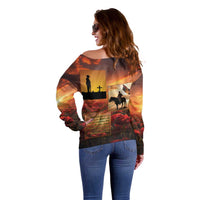 ANZAC Day Film Reel Lest We Forget Off Shoulder Sweater Australia NZ Memorial