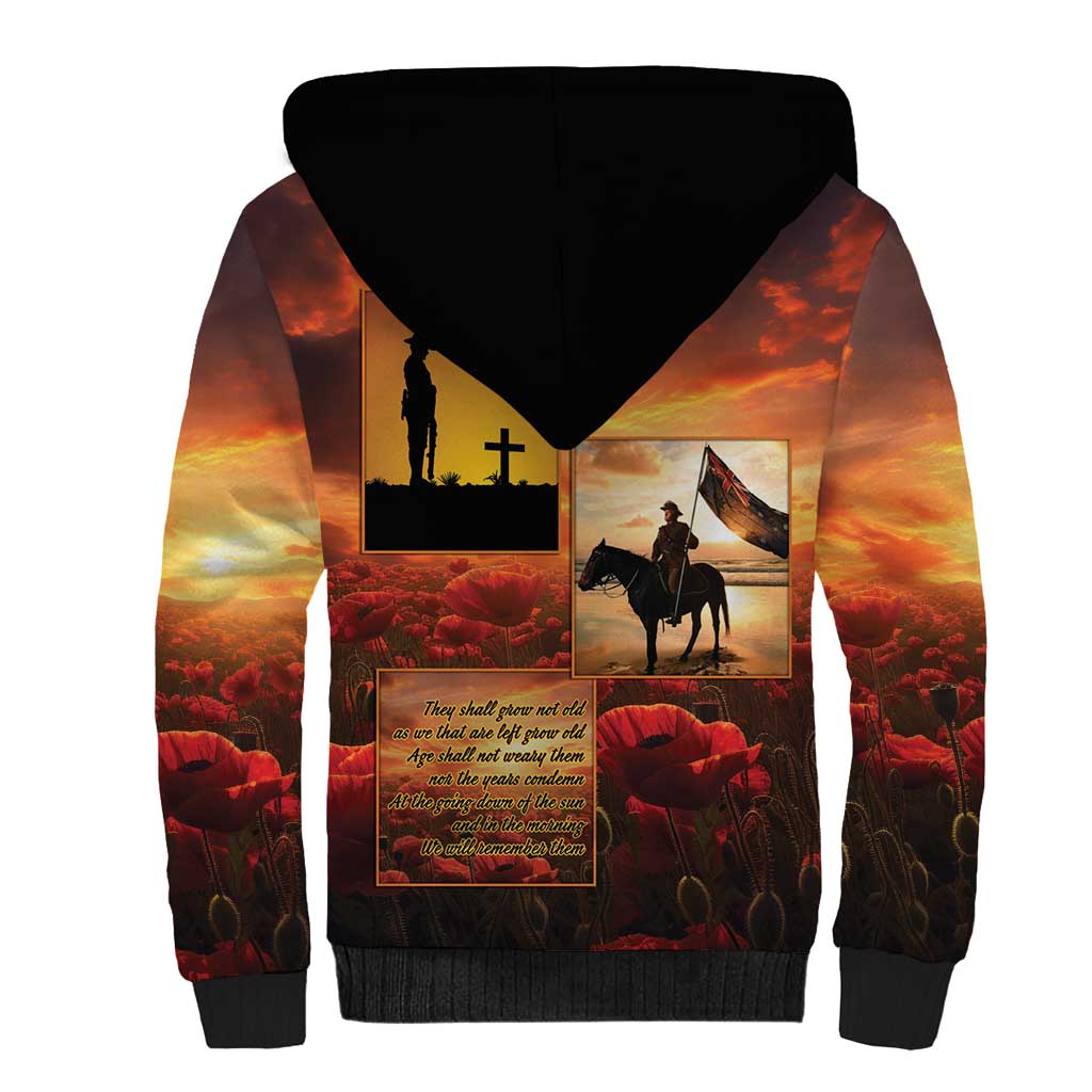 ANZAC Day Film Reel Lest We Forget Sherpa Hoodie Australia NZ Memorial