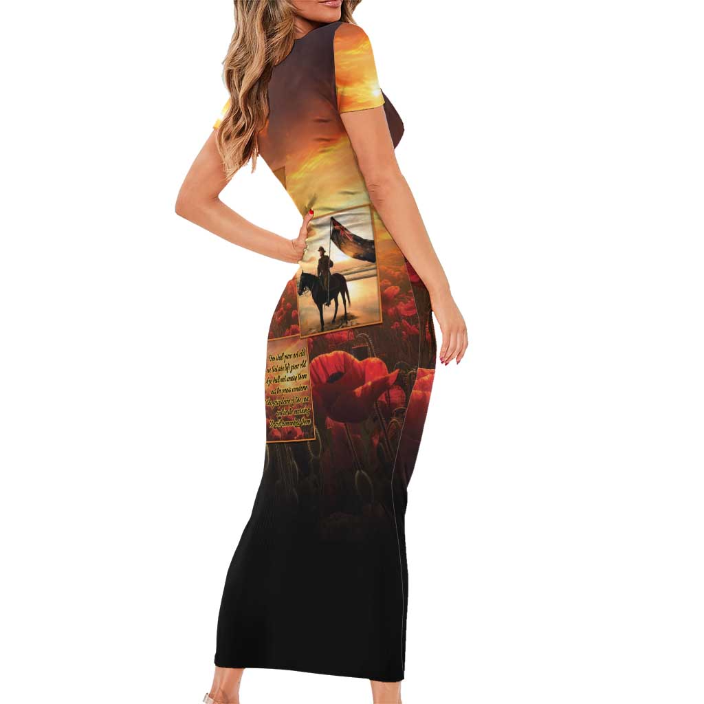 ANZAC Day Film Reel Lest We Forget Short Sleeve Bodycon Dress Australia NZ Memorial