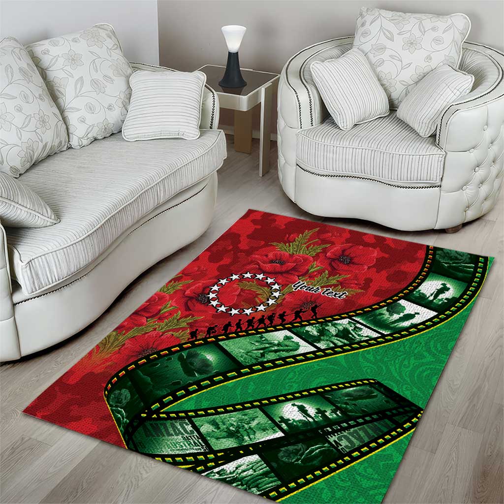 Personalised Cook Islands ANZAC 1915-2026 Filmstrip Area Rug Lest We Forget 25 April