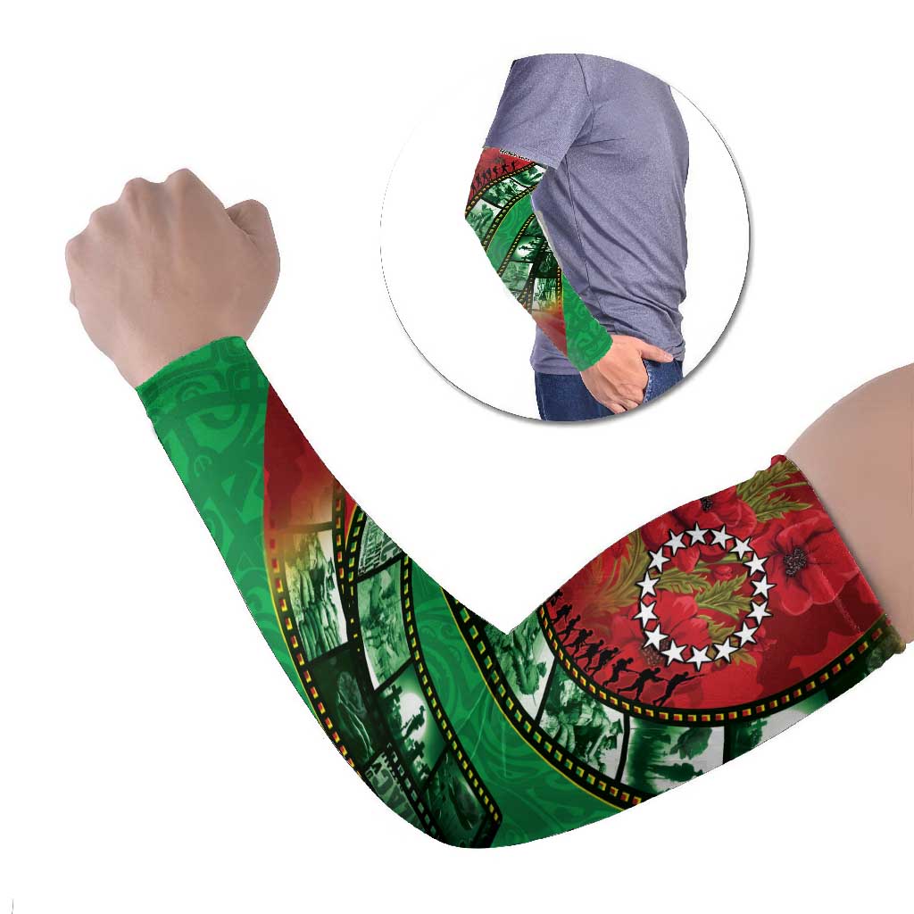 Personalised Cook Islands ANZAC 1915-2026 Filmstrip Arm Sleeves Lest We Forget 25 April