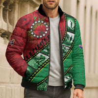 Personalised Cook Islands ANZAC 1915-2026 Filmstrip Bomber Puffer Jacket Lest We Forget 25 April