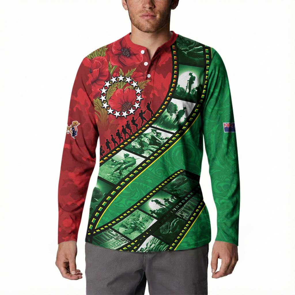 Personalised Cook Islands ANZAC 1915-2026 Filmstrip Button Sweatshirt Lest We Forget 25 April
