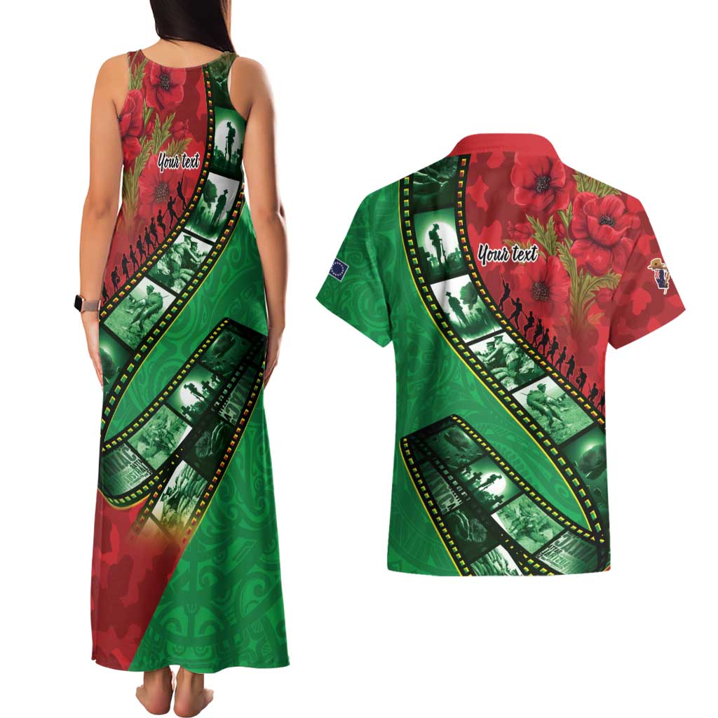 Personalised Cook Islands ANZAC 1915-2026 Filmstrip Couples Matching Tank Maxi Dress and Hawaiian Shirt Lest We Forget 25 April LT9 - Polynesian Pride