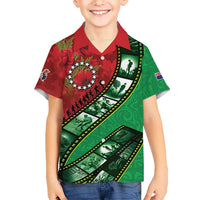 Personalised Cook Islands ANZAC 1915-2026 Filmstrip Family Matching Long Sleeve Bodycon Dress and Hawaiian Shirt Lest We Forget 25 April LT9 Son's Shirt Green - Polynesian Pride