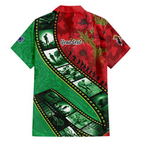 Personalised Cook Islands ANZAC 1915-2026 Filmstrip Family Matching Off The Shoulder Long Sleeve Dress and Hawaiian Shirt Lest We Forget 25 April LT9 - Polynesian Pride
