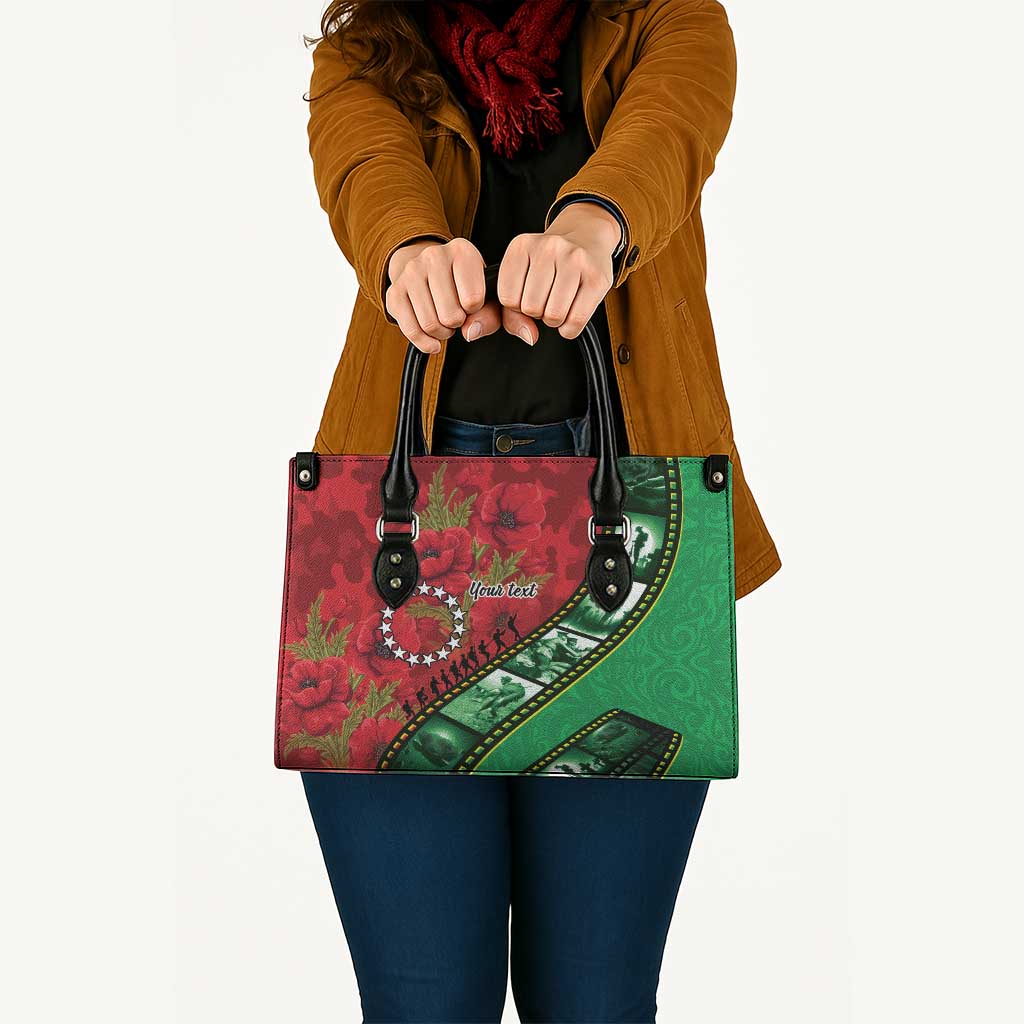 Personalised Cook Islands ANZAC 1915-2026 Filmstrip Leather Bag Lest We Forget 25 April