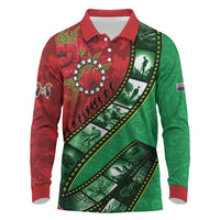 Personalised Cook Islands ANZAC 1915-2026 Filmstrip Long Sleeve Polo Shirt Lest We Forget 25 April