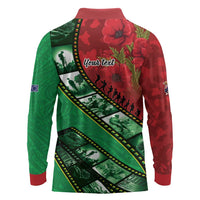Personalised Cook Islands ANZAC 1915-2026 Filmstrip Long Sleeve Polo Shirt Lest We Forget 25 April