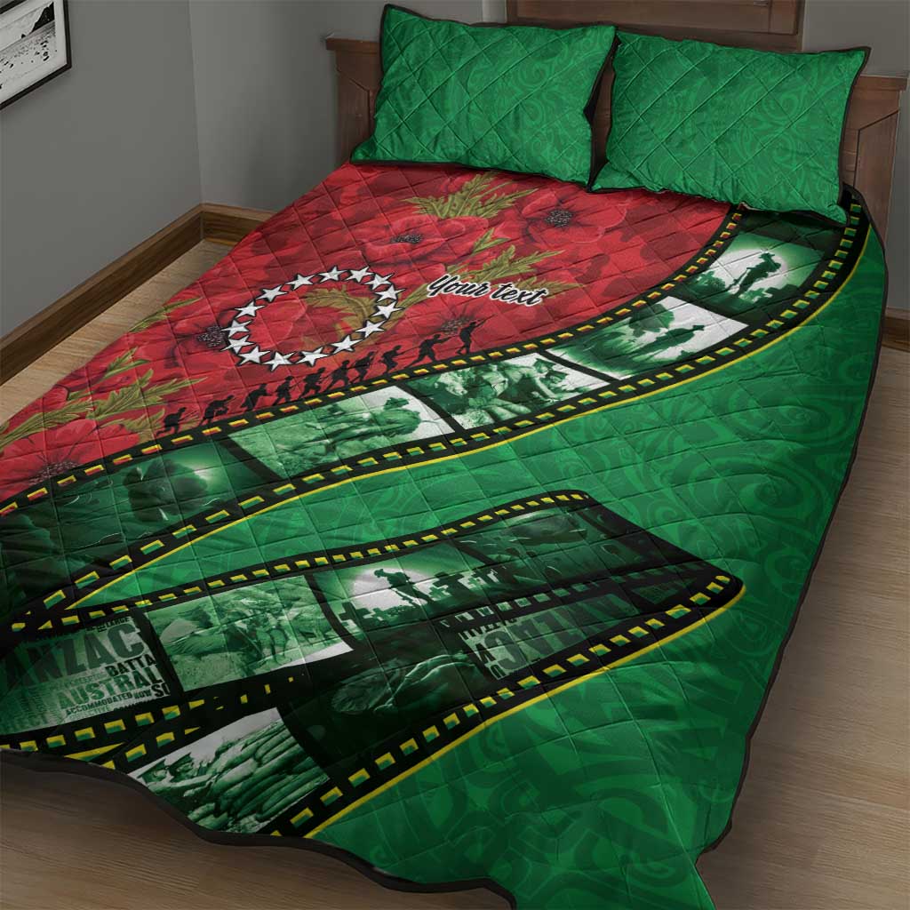 Personalised Cook Islands ANZAC 1915-2026 Filmstrip Quilt Bed Set Lest We Forget 25 April