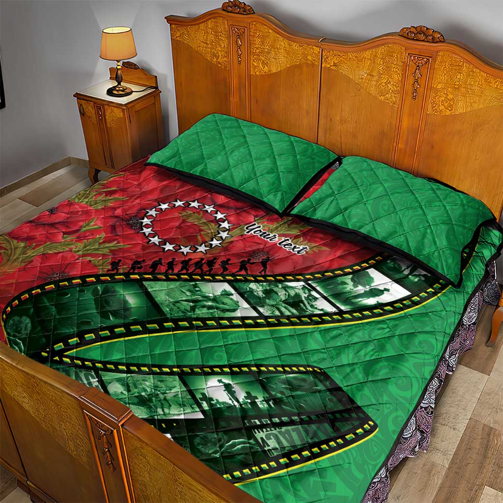 Personalised Cook Islands ANZAC 1915-2026 Filmstrip Quilt Bed Set Lest We Forget 25 April