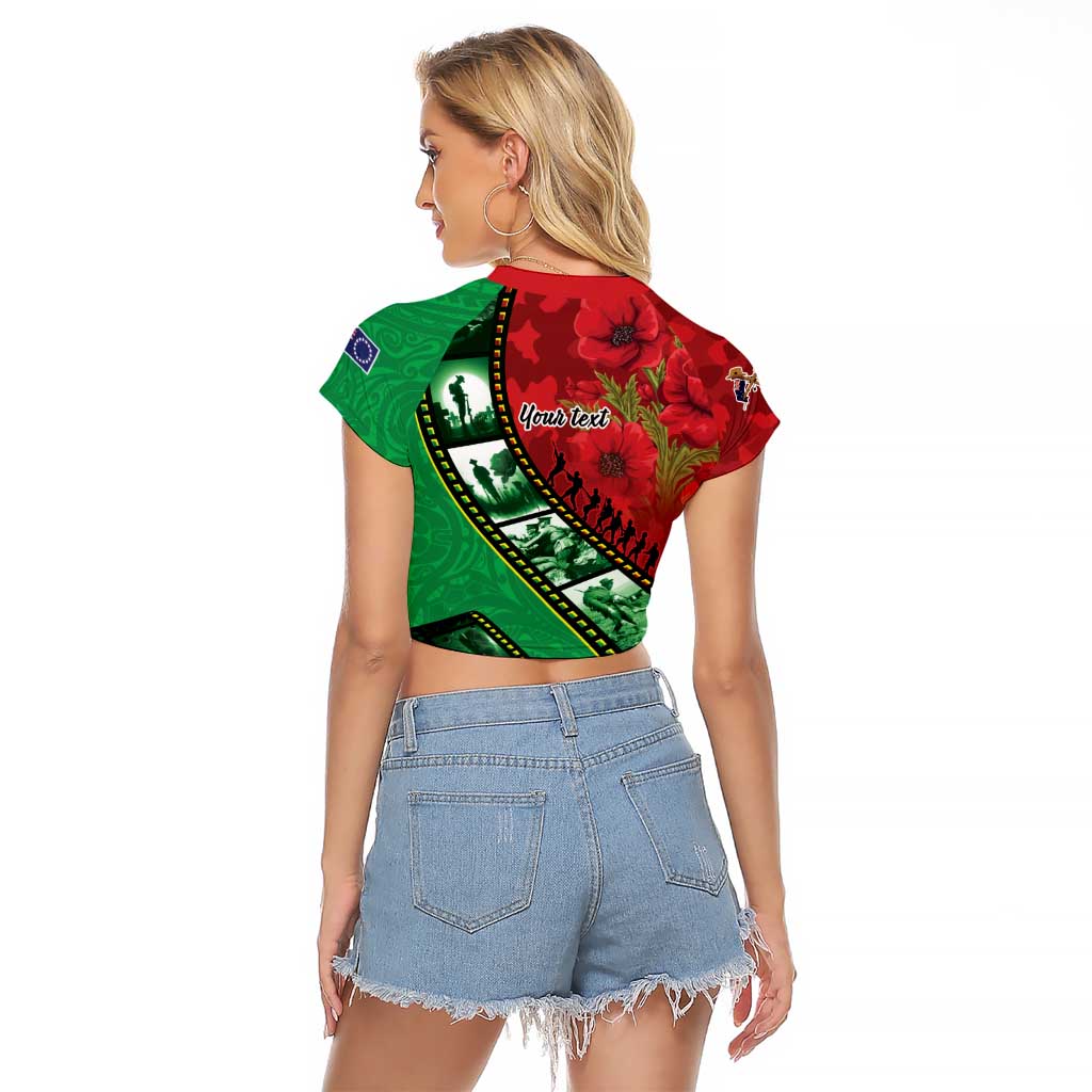 Personalised Cook Islands ANZAC 1915-2026 Filmstrip Raglan Cropped T Shirt Lest We Forget 25 April