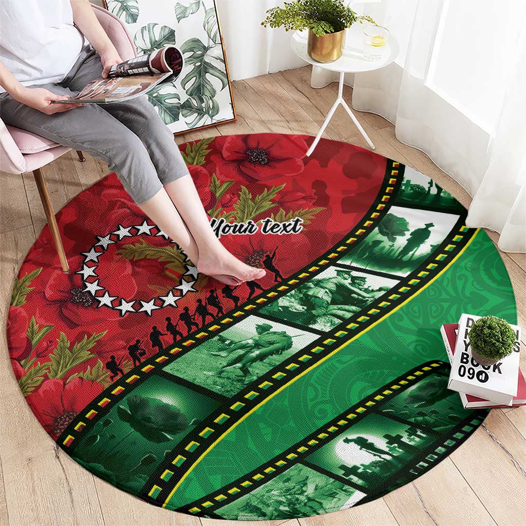 Personalised Cook Islands ANZAC 1915-2026 Filmstrip Round Carpet Lest We Forget 25 April