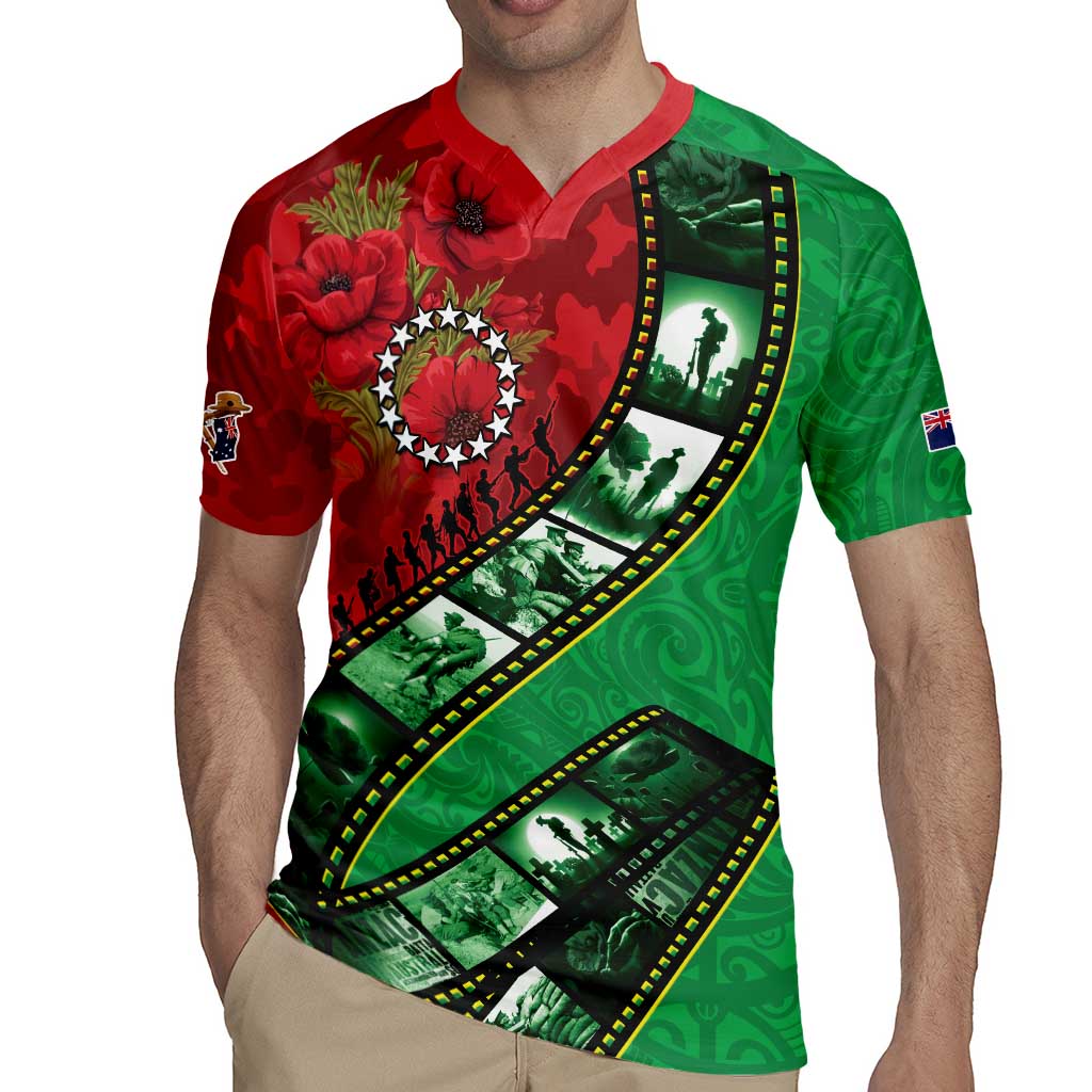 Personalised Cook Islands ANZAC 1915-2026 Filmstrip Rugby Jersey Lest We Forget 25 April