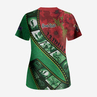 Personalised Cook Islands ANZAC 1915-2026 Filmstrip Scrub Top Lest We Forget 25 April