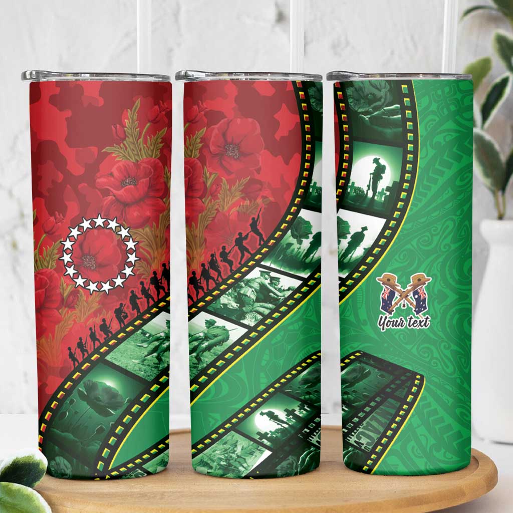 Personalised Cook Islands ANZAC 1915-2026 Filmstrip Skinny Tumbler Lest We Forget 25 April LT9 - Polynesian Pride