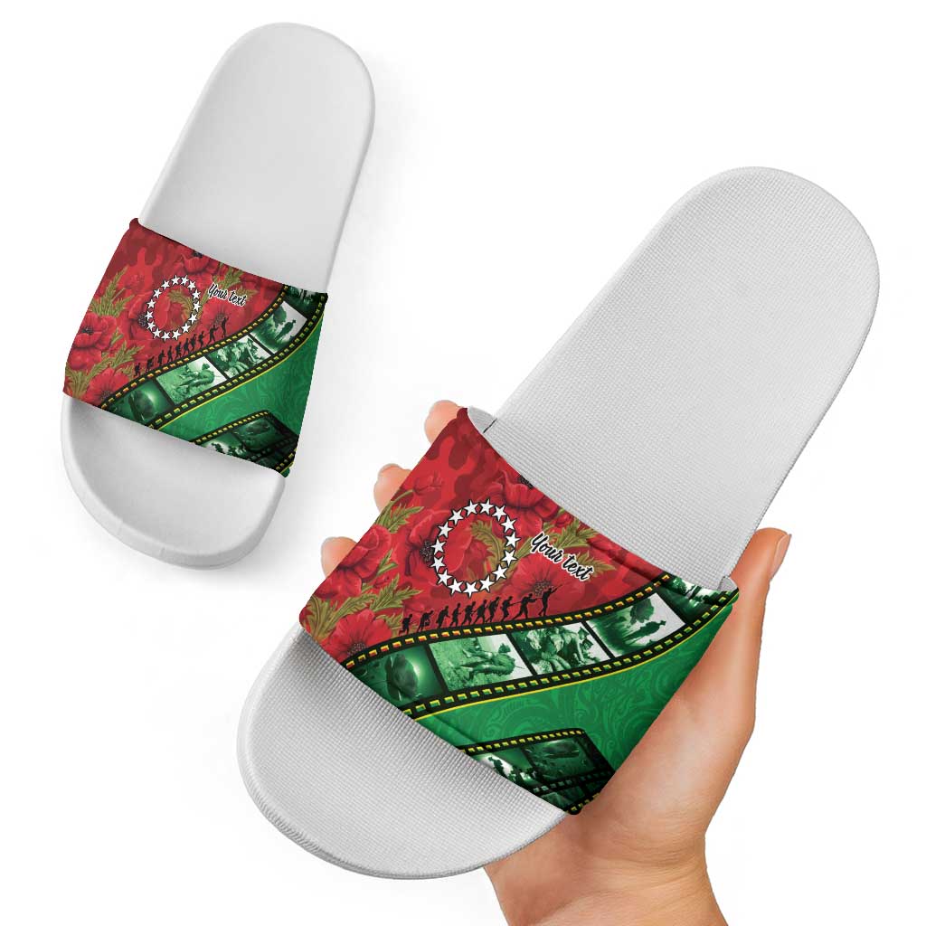 Personalised Cook Islands ANZAC 1915-2026 Filmstrip Slide Sandals Lest We Forget 25 April