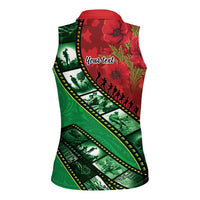 Personalised Cook Islands ANZAC 1915-2026 Filmstrip Women Sleeveless Polo Shirt Lest We Forget 25 April LT9 - Polynesian Pride