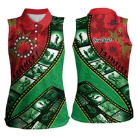 Personalised Cook Islands ANZAC 1915-2026 Filmstrip Women Sleeveless Polo Shirt Lest We Forget 25 April LT9 - Polynesian Pride