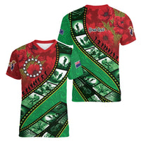 Personalised Cook Islands ANZAC 1915-2026 Filmstrip Women V-Neck T-Shirt Lest We Forget 25 April LT9 - Polynesian Pride