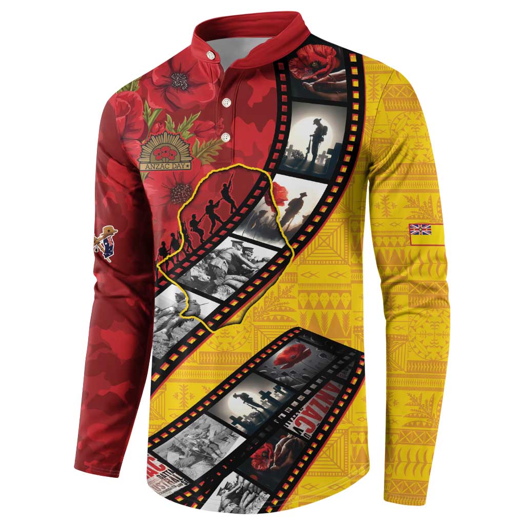 Personalised Niue ANZAC 1915-2026 Filmstrip Button Sweatshirt Lest We Forget 25 April LT9 - Polynesian Pride