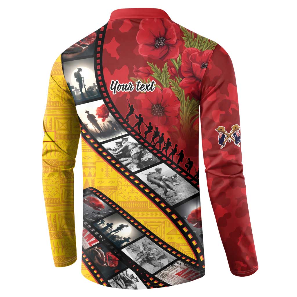 Personalised Niue ANZAC 1915-2026 Filmstrip Button Sweatshirt Lest We Forget 25 April LT9 - Polynesian Pride