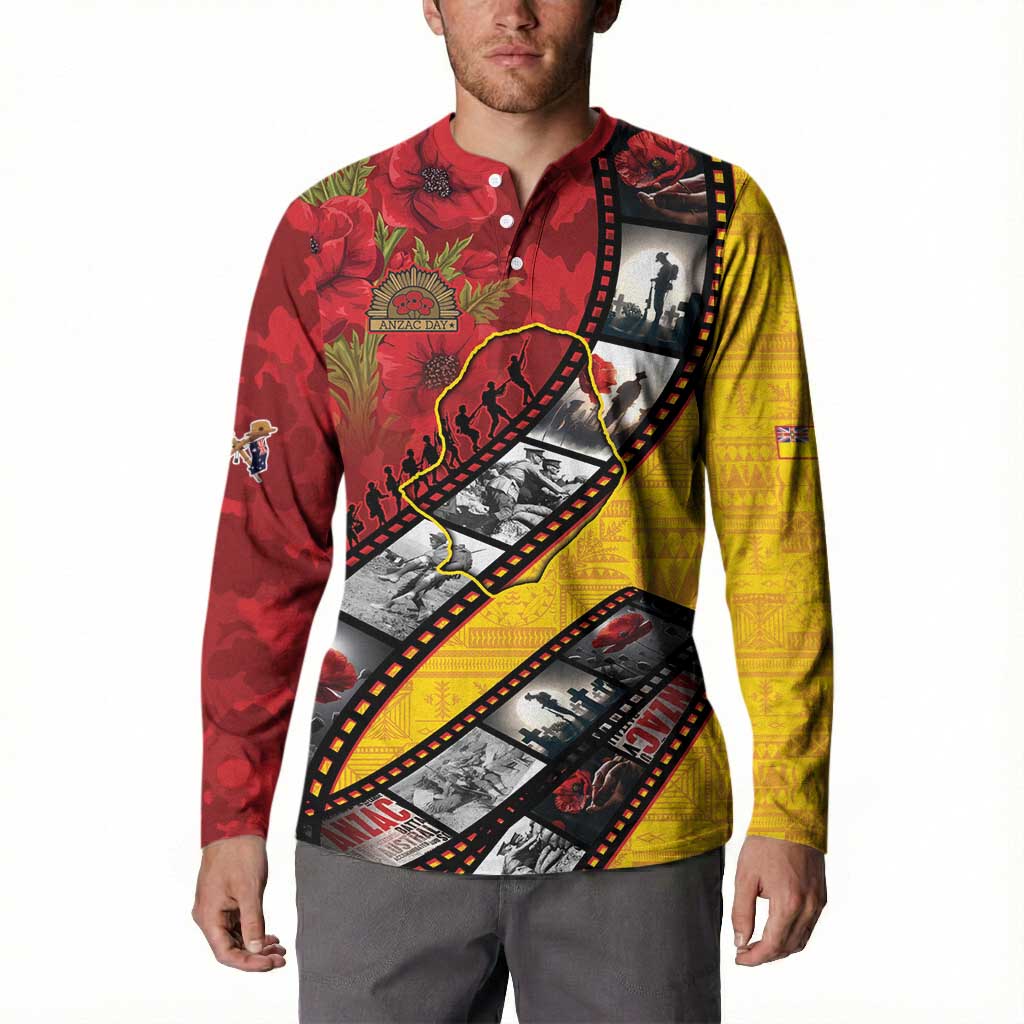 Personalised Niue ANZAC 1915-2026 Filmstrip Button Sweatshirt Lest We Forget 25 April LT9 - Polynesian Pride