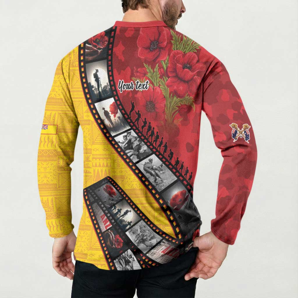 Personalised Niue ANZAC 1915-2026 Filmstrip Button Sweatshirt Lest We Forget 25 April LT9 - Polynesian Pride