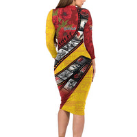 Personalised Niue ANZAC 1915-2026 Filmstrip Family Matching Long Sleeve Bodycon Dress and Hawaiian Shirt Lest We Forget 25 April LT9 - Polynesian Pride