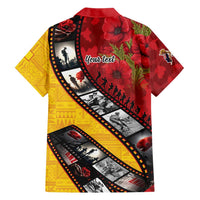 Personalised Niue ANZAC 1915-2026 Filmstrip Family Matching Off Shoulder Short Dress and Hawaiian Shirt Lest We Forget 25 April LT9 - Polynesian Pride