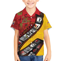 Personalised Niue ANZAC 1915-2026 Filmstrip Family Matching Short Sleeve Bodycon Dress and Hawaiian Shirt Lest We Forget 25 April LT9 Son's Shirt Gold - Polynesian Pride