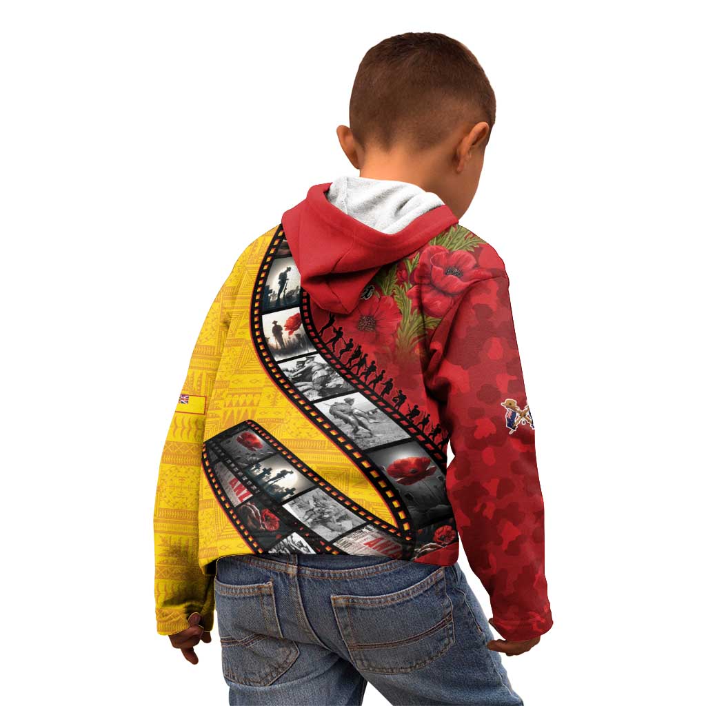 Personalised Niue ANZAC 1915-2026 Filmstrip Kid Hoodie Lest We Forget 25 April