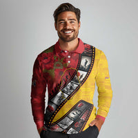 Personalised Niue ANZAC 1915-2026 Filmstrip Long Sleeve Polo Shirt Lest We Forget 25 April LT9 - Polynesian Pride