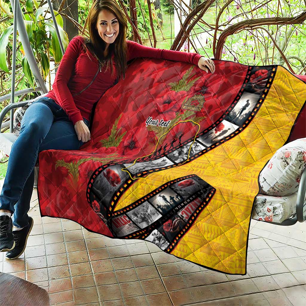 Personalised Niue ANZAC 1915-2026 Filmstrip Quilt Lest We Forget 25 April