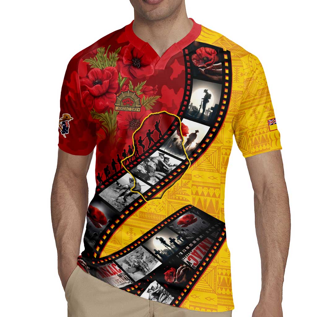 Personalised Niue ANZAC 1915-2026 Filmstrip Rugby Jersey Lest We Forget 25 April